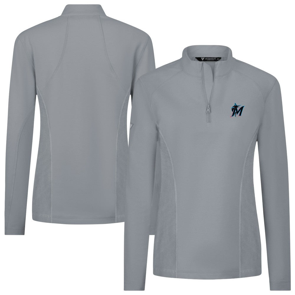Miami Marlins Levelwear Women's Upright Insignia 2.0 Quarter-Zip Tri-Blend Top - MLB Tops