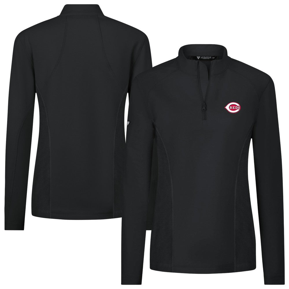 Cincinnati Reds Levelwear Women's Upright Insignia 2.0 Quarter-Zip Tri-Blend Top - MLB Tops