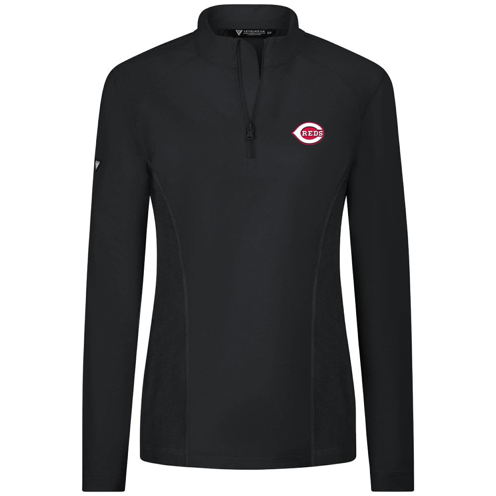 Cincinnati Reds Levelwear Women's Upright Insignia 2.0 Quarter-Zip Tri-Blend Top - MLB Tops