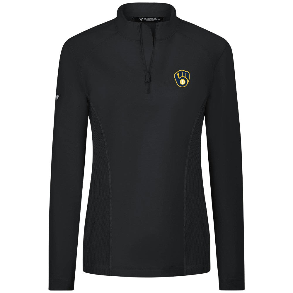 Milwaukee Brewers Levelwear Women's Upright Insignia 2.0 Quarter-Zip Tri-Blend Top - MLB Tops
