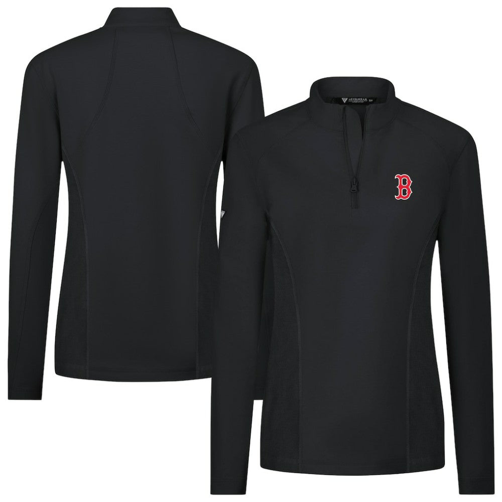 Boston Red Sox Levelwear Women's Upright Insignia 2.0 Quarter-Zip Tri-Blend Top - MLB Tops