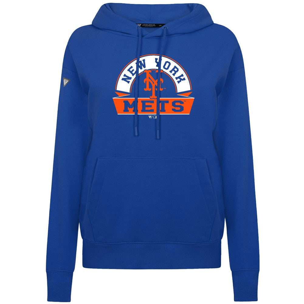 New York Mets Levelwear Women's Adorn Banner Arch Hoodie - MLB Hoodies