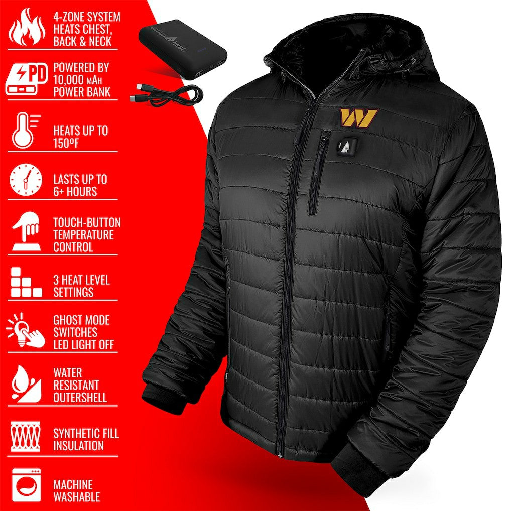 Washington Commanders ActionHeat 5V Battery Heated Full-Zip Hoodie Puffer Jacket | NFL New