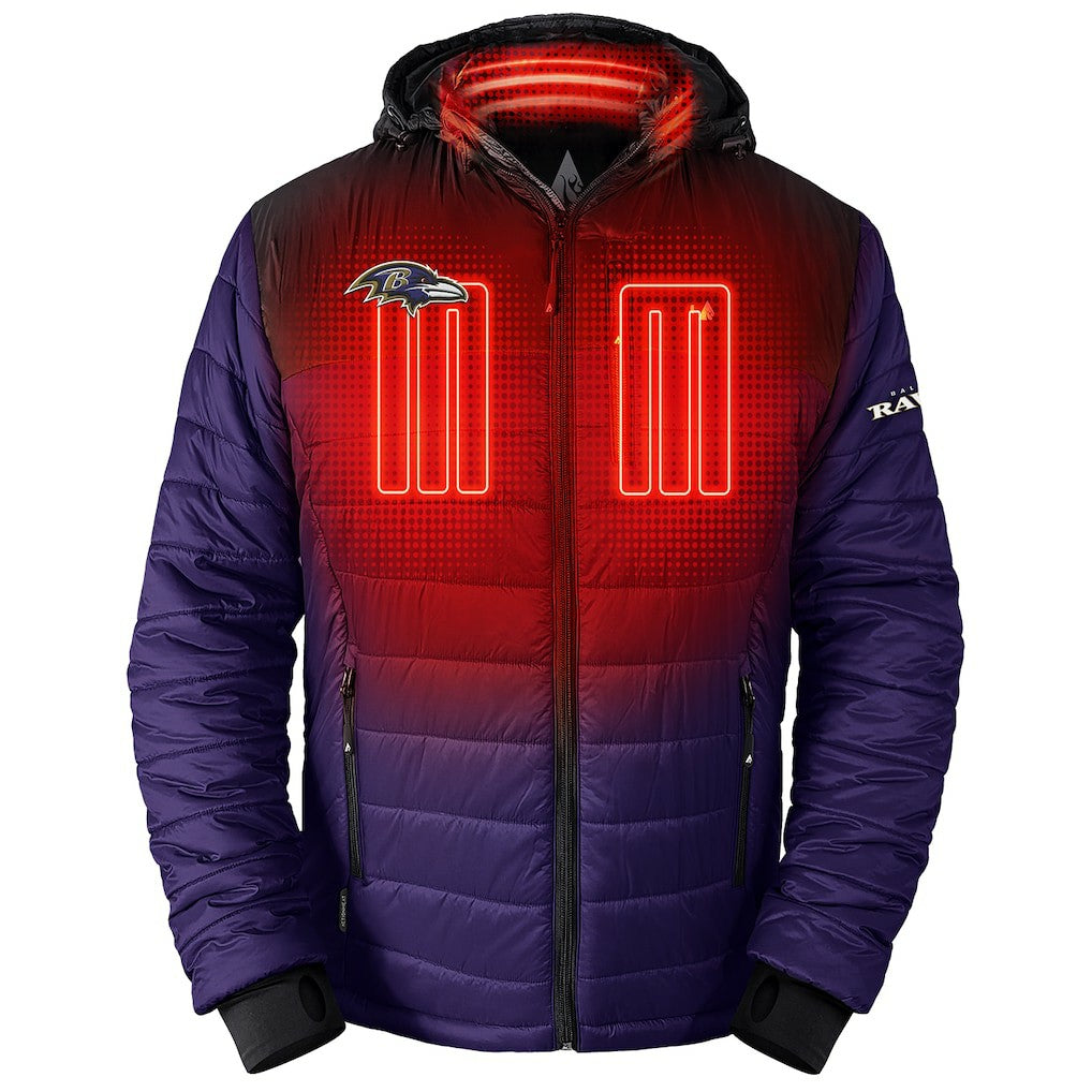 Baltimore Ravens ActionHeat 5V Battery Heated Full-Zip Hoodie Puffer Jacket | NFL Outlet