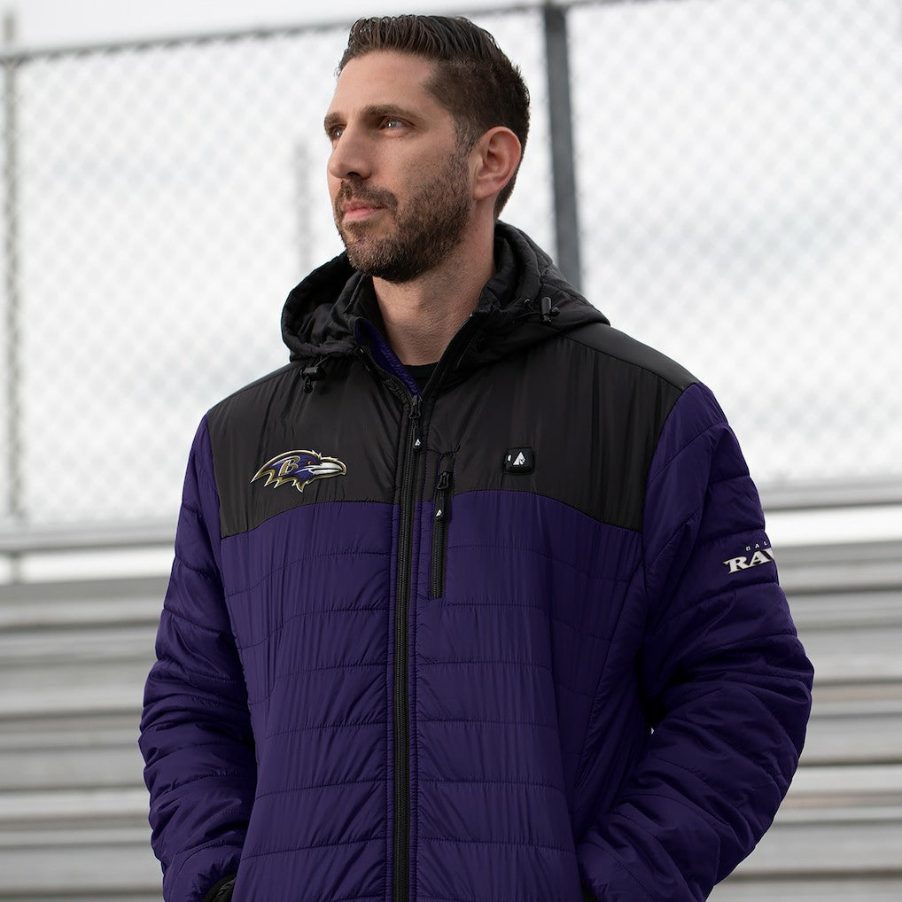 Baltimore Ravens ActionHeat 5V Battery Heated Full-Zip Hoodie Puffer Jacket | NFL Outlet