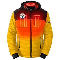 Pittsburgh Steelers ActionHeat 5V Battery Heated Colorblock Full-Zip Puffer Jacket | NFL Hot