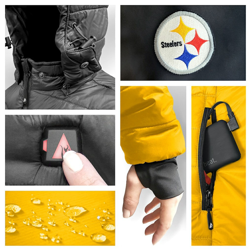 Pittsburgh Steelers ActionHeat 5V Battery Heated Colorblock Full-Zip Puffer Jacket | NFL Hot