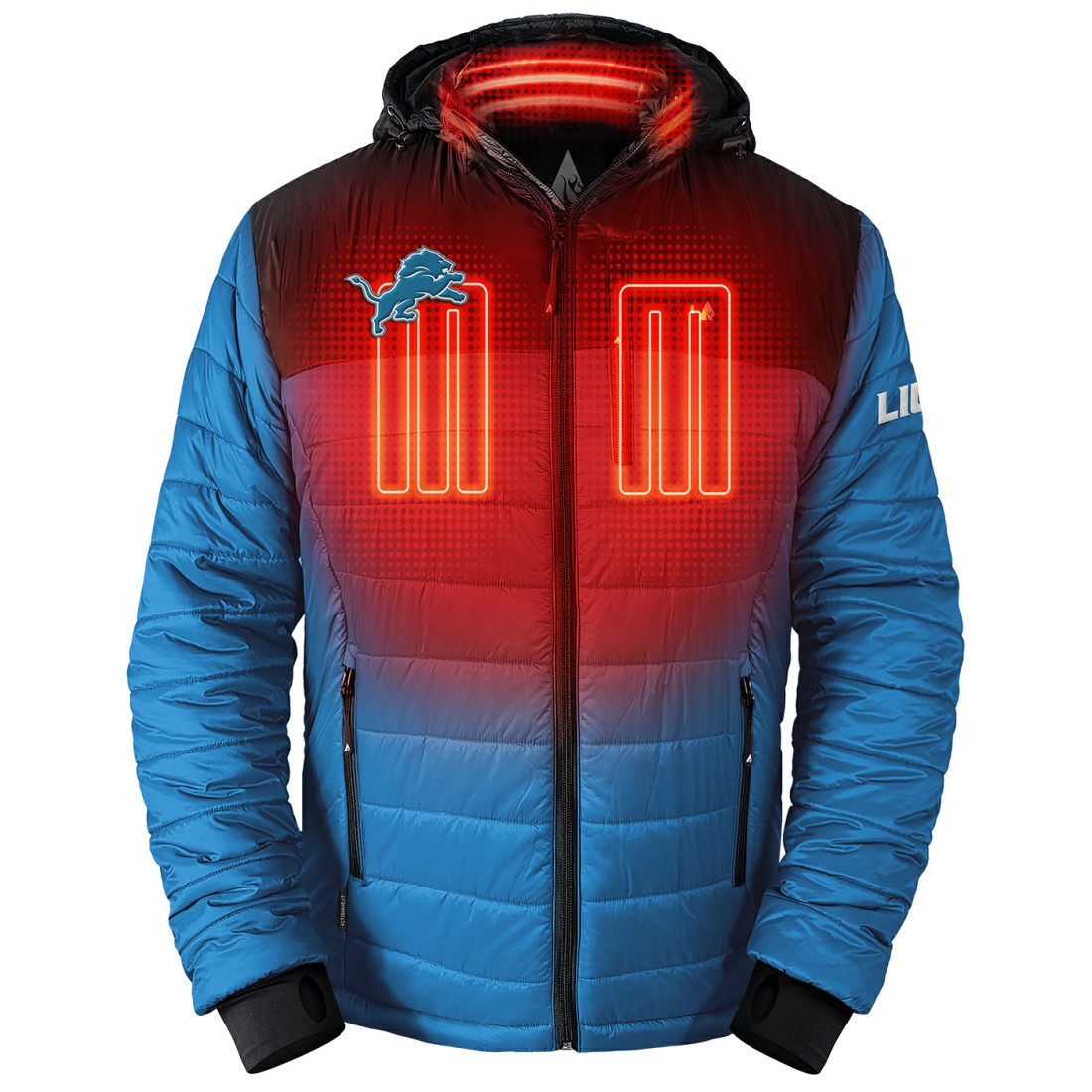 Detroit Lions ActionHeat 5V Battery Heated Colorblock Full-Zip Puffer Jacket | NFL US