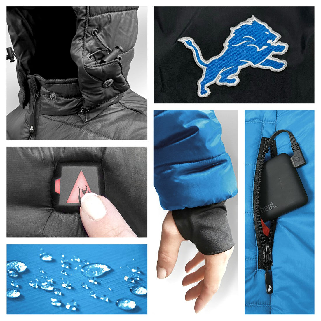 Detroit Lions ActionHeat 5V Battery Heated Colorblock Full-Zip Puffer Jacket | NFL US