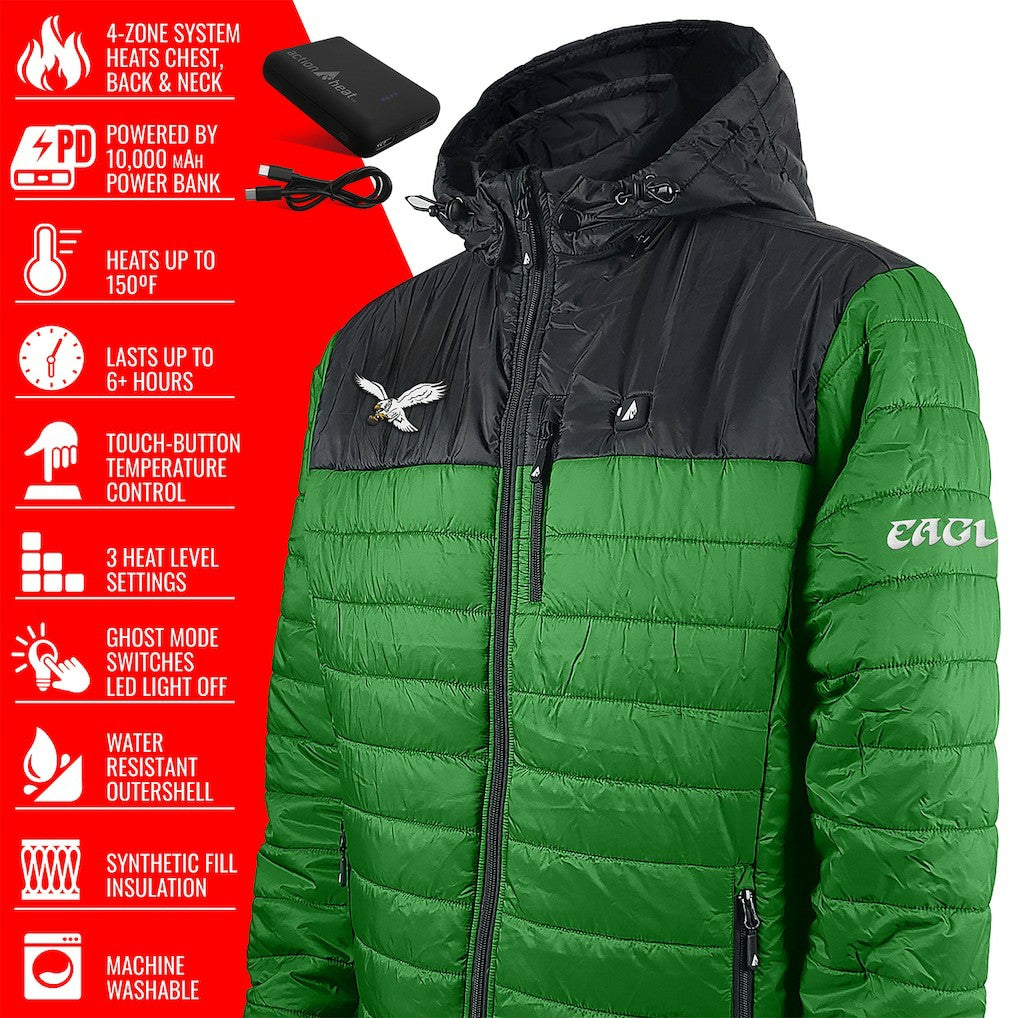 Philadelphia Eagles ActionHeat 5V Battery Heated Colorblock Full-Zip Puffer Jacket | NFL Discount