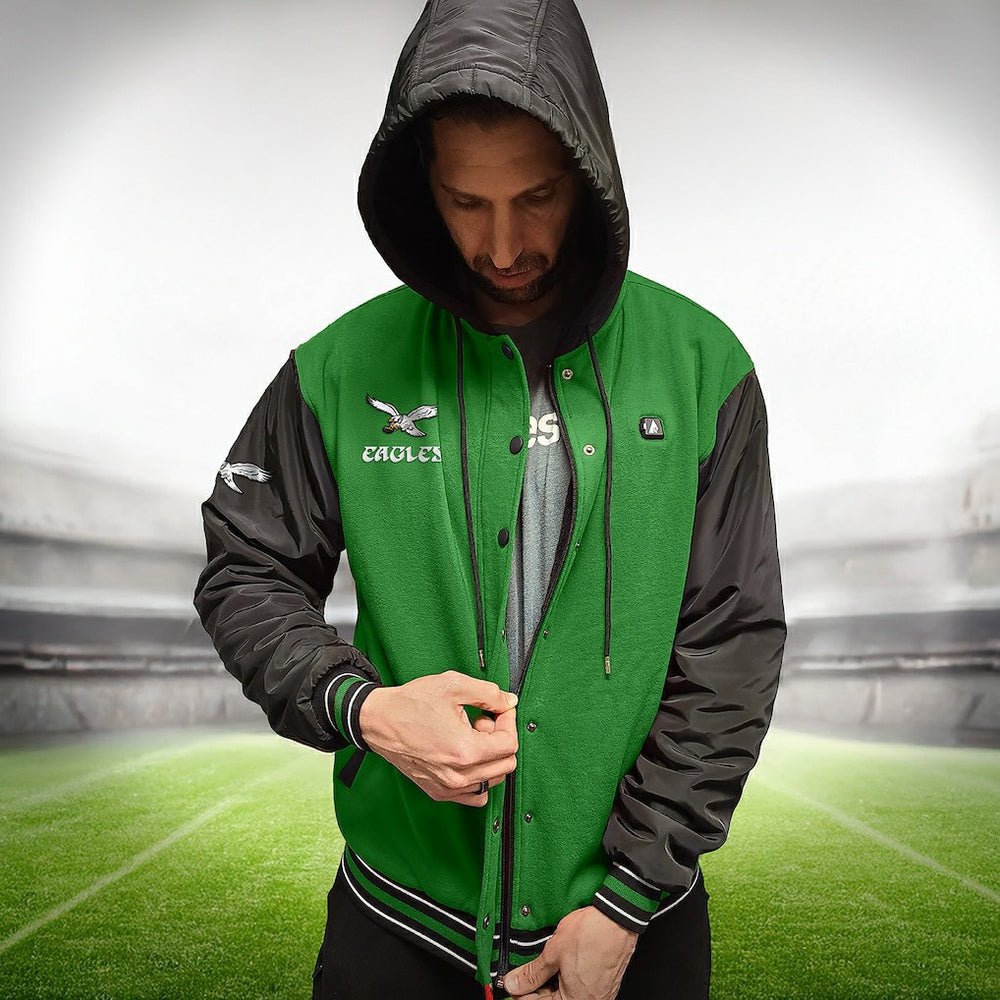 Philadelphia Eagles ActionHeat 5V Battery Heated Full-Snap Varsity Jacket | NFL US