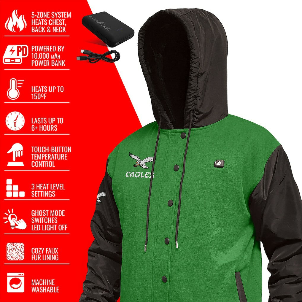 Philadelphia Eagles ActionHeat 5V Battery Heated Full-Snap Varsity Jacket | NFL US