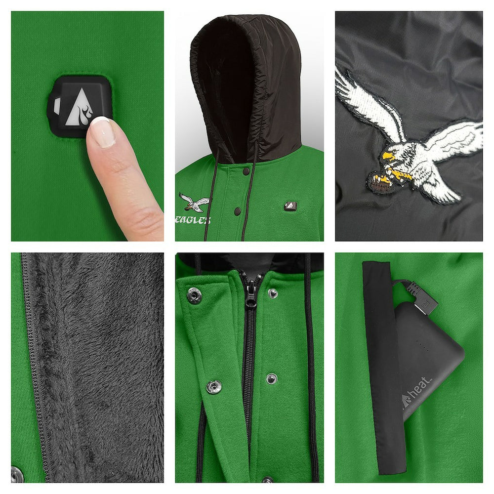 Philadelphia Eagles ActionHeat 5V Battery Heated Full-Snap Varsity Jacket | NFL US