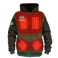 Green Bay Packers ActionHeat 5V Battery Heated Full-Snap Varsity Jacket | NFL Online