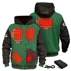 Green Bay Packers ActionHeat 5V Battery Heated Full-Snap Varsity Jacket | NFL Online