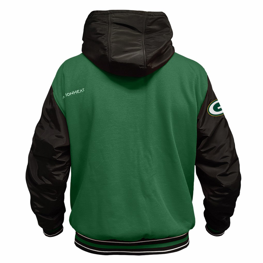 Green Bay Packers ActionHeat 5V Battery Heated Full-Snap Varsity Jacket | NFL Online