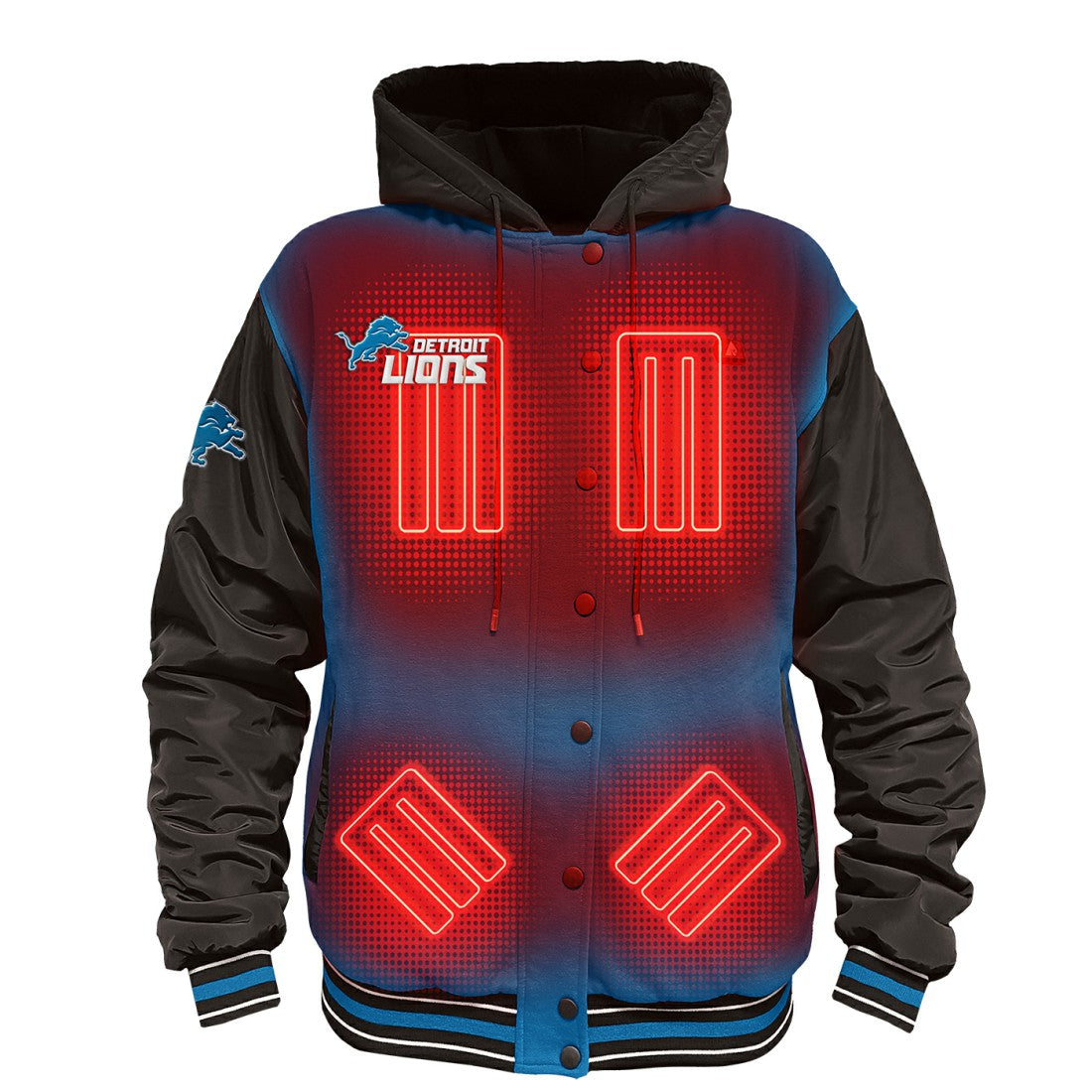 Detroit Lions ActionHeat 5V Battery Heated Full-Snap Varsity Jacket | NFL New