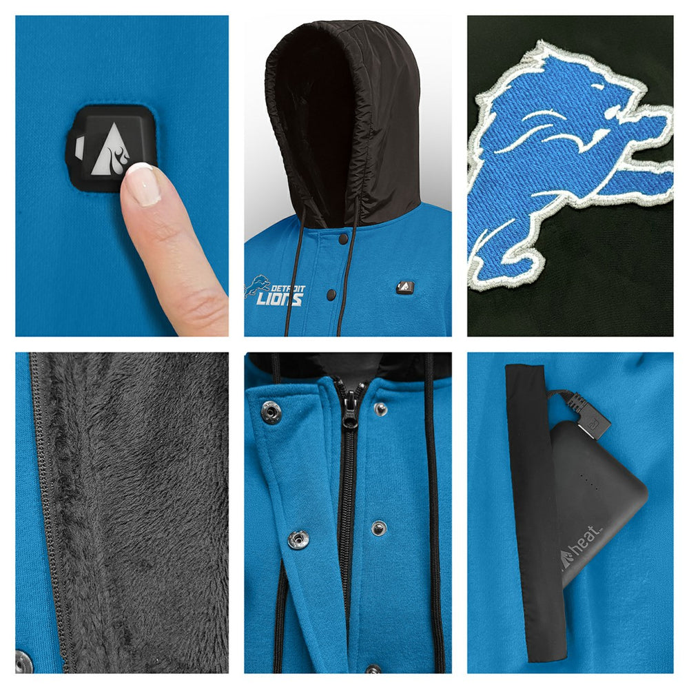 Detroit Lions ActionHeat 5V Battery Heated Full-Snap Varsity Jacket | NFL New