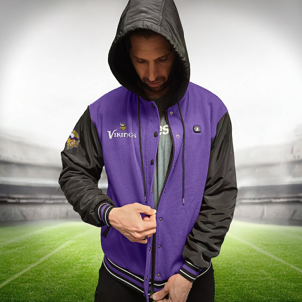 Minnesota Vikings ActionHeat 5V Battery Heated Full-Snap Varsity Jacket | NFL Near me