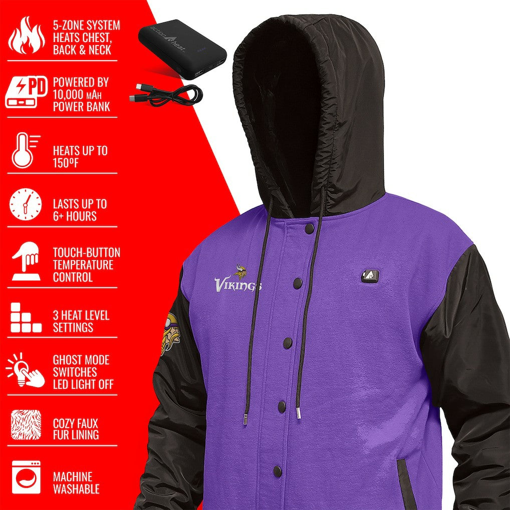 Minnesota Vikings ActionHeat 5V Battery Heated Full-Snap Varsity Jacket | NFL Near me