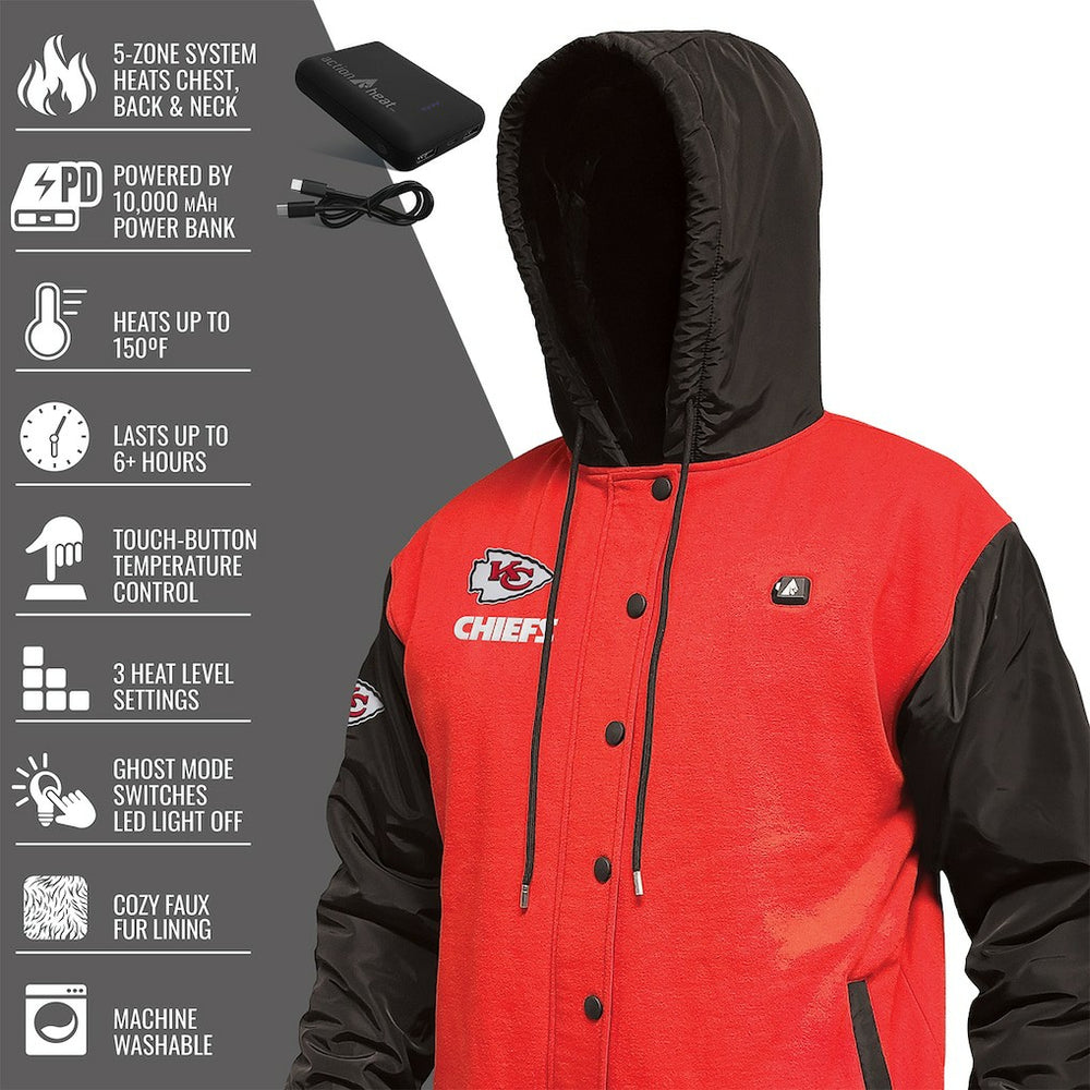 Kansas City Chiefs ActionHeat 5V Battery Heated Full-Snap Varsity Jacket | NFL Near me