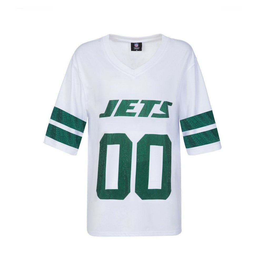 New York Jets Cuce Women's Rhinestone V-Neck Tunic | NFL Sale