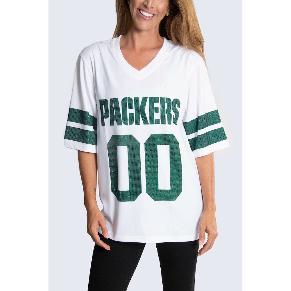 Green Bay Packers Cuce Women's Rhinestone V-Neck Tunic | NFL Outlet