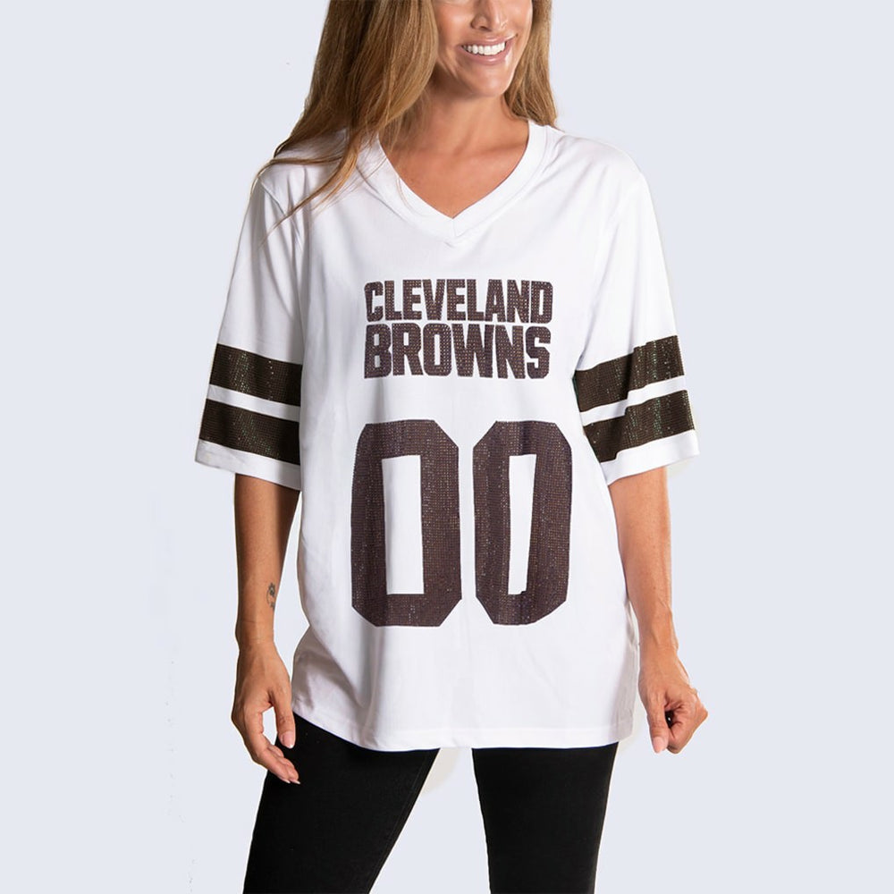 Cleveland Browns Cuce Women's Rhinestone V-Neck Tunic | NFL Near me