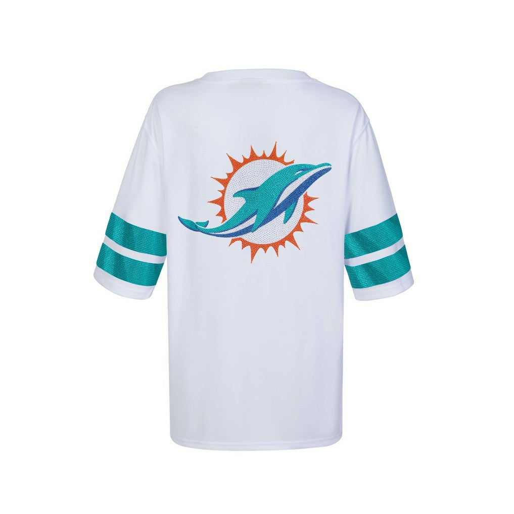 Miami Dolphins Cuce Women's Rhinestone V-Neck Tunic | NFL Discount