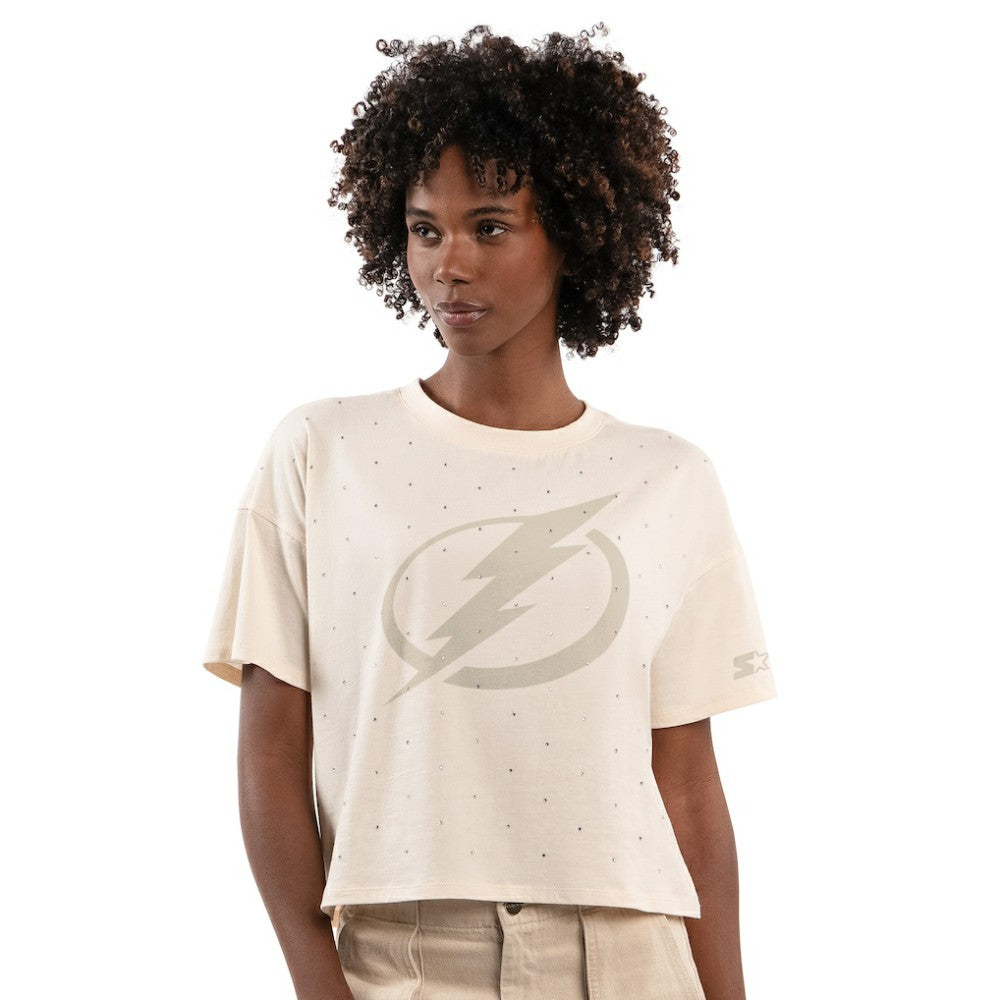 Tampa Bay Lightning Starter Women's Rhinestone Sprinkle Boxy Cropped T-Shirt -  NHL T-shirts