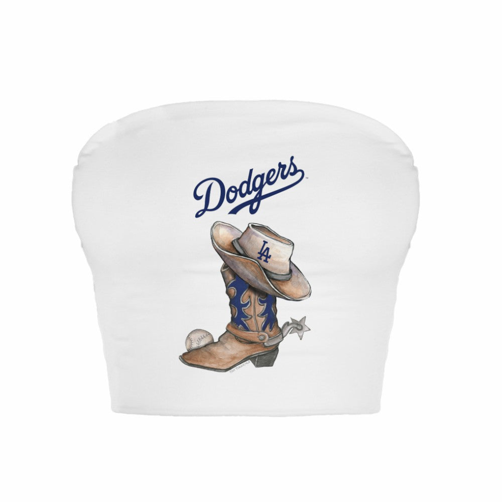 Los Angeles Dodgers Tiny Turnip Women's Cowboy Boot Crop Tube Top - MLB Tops