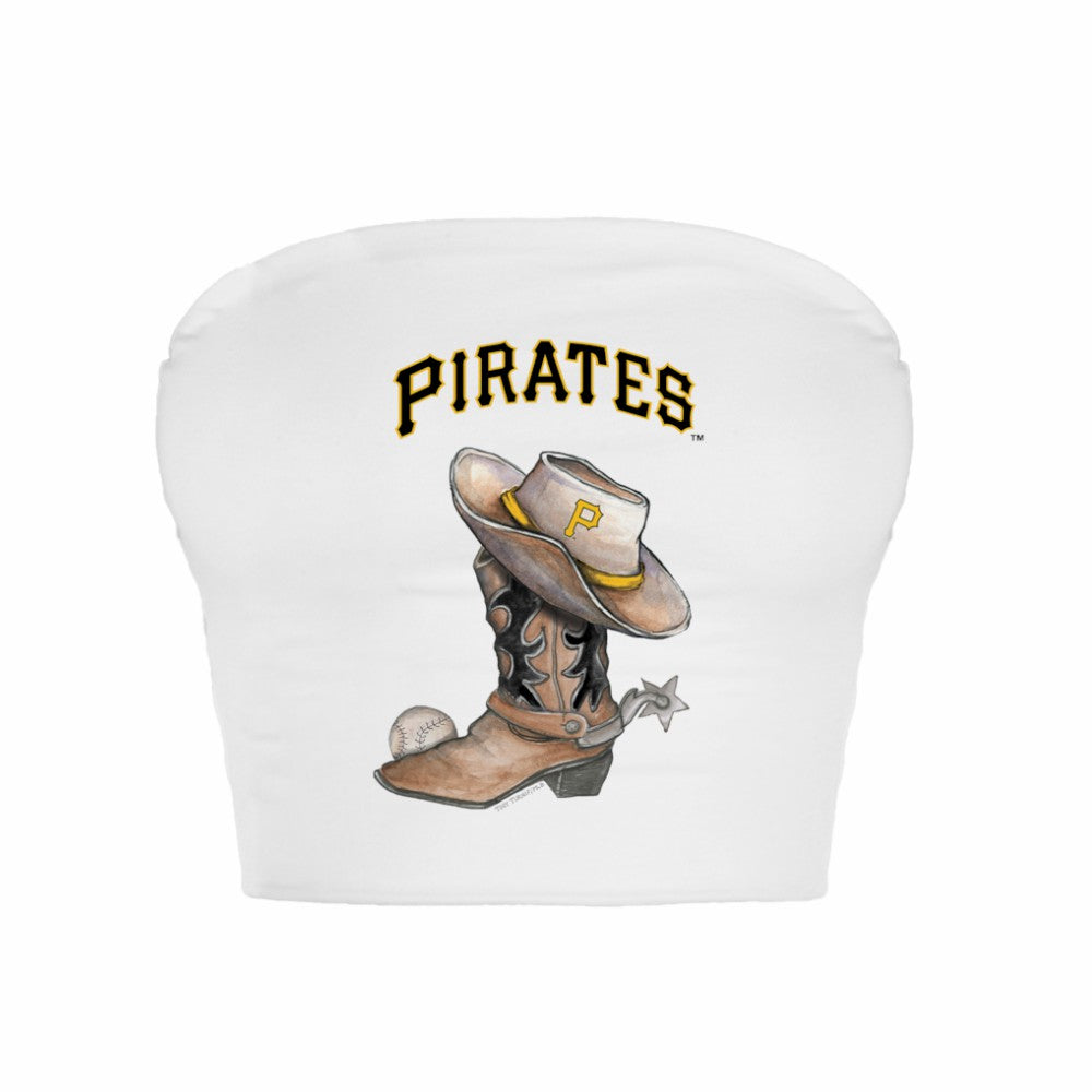Pittsburgh Pirates Tiny Turnip Women's Cowboy Boot Crop Tube Top - MLB Tops