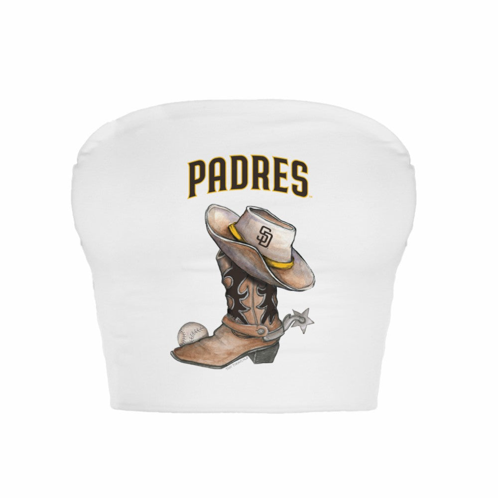 San Diego Padres Tiny Turnip Women's Cowboy Boot Crop Tube Top - MLB Tops