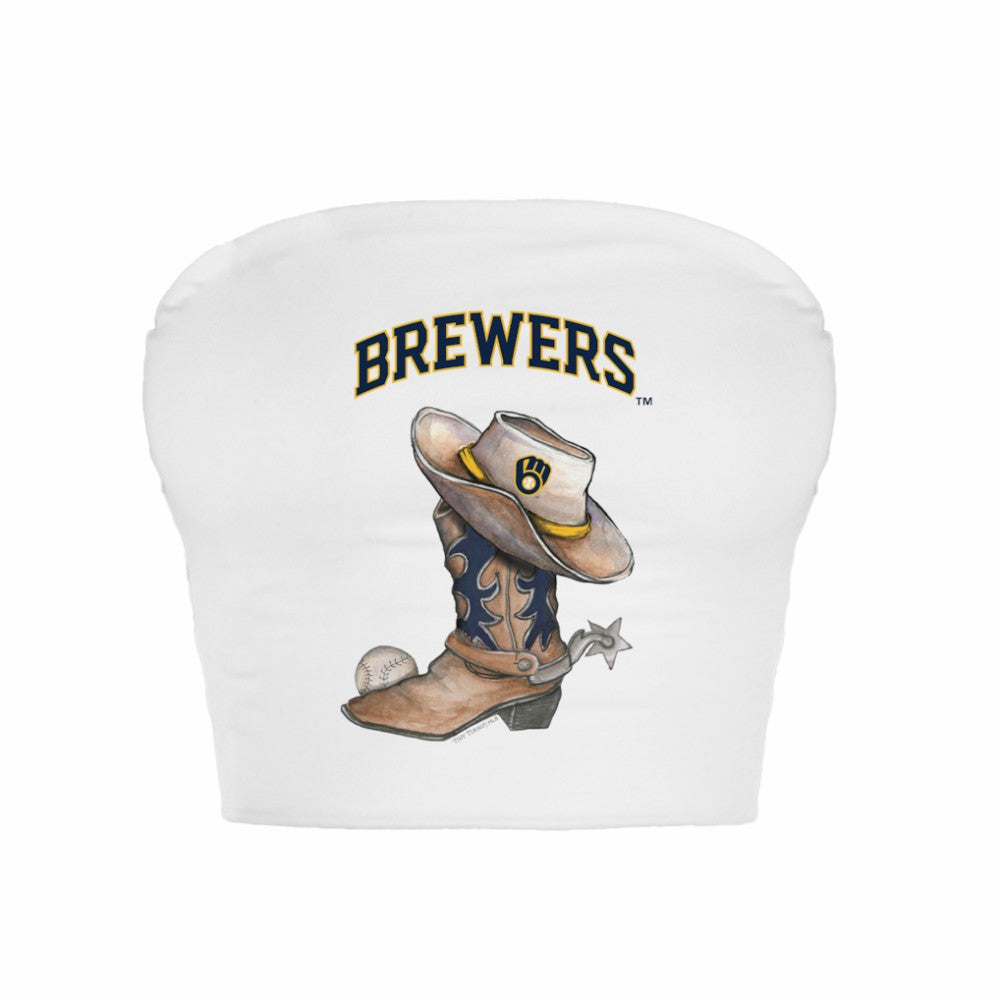 Milwaukee Brewers Tiny Turnip Women's Cowboy Boot Crop Tube Top - MLB Tops