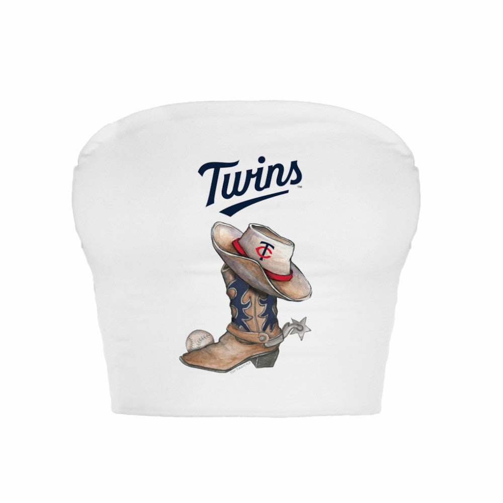 Minnesota Twins Tiny Turnip Women's Cowboy Boot Crop Tube Top - MLB Tops