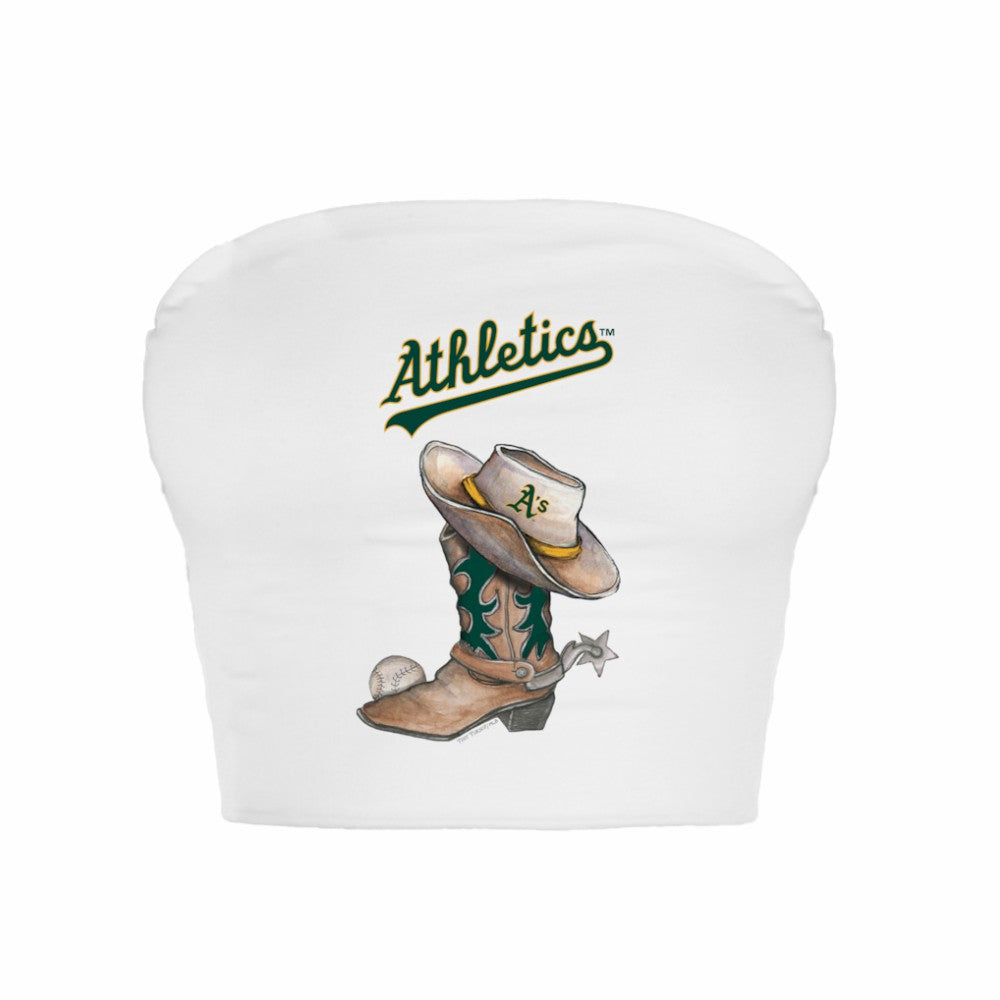Athletics Tiny Turnip Women's Cowboy Boot Crop Tube Top - MLB Tops