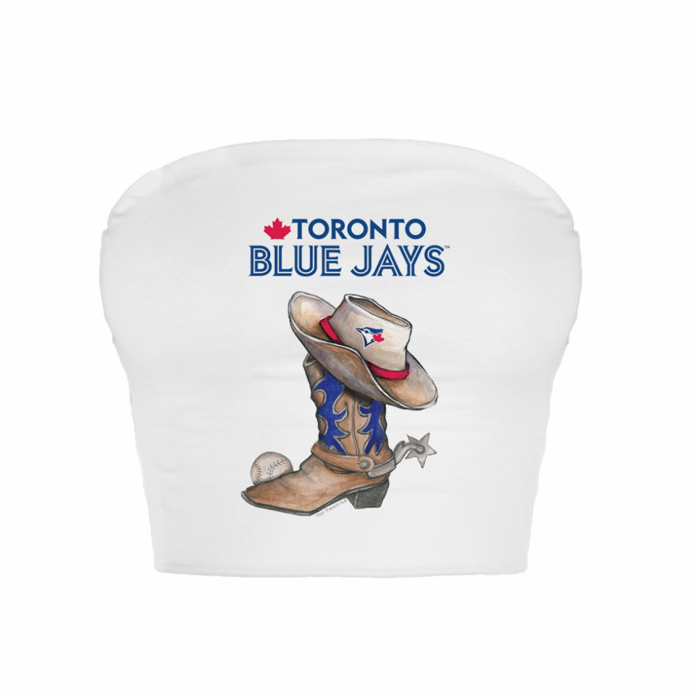Toronto Blue Jays Tiny Turnip Women's Cowboy Boot Crop Tube Top - MLB Tops
