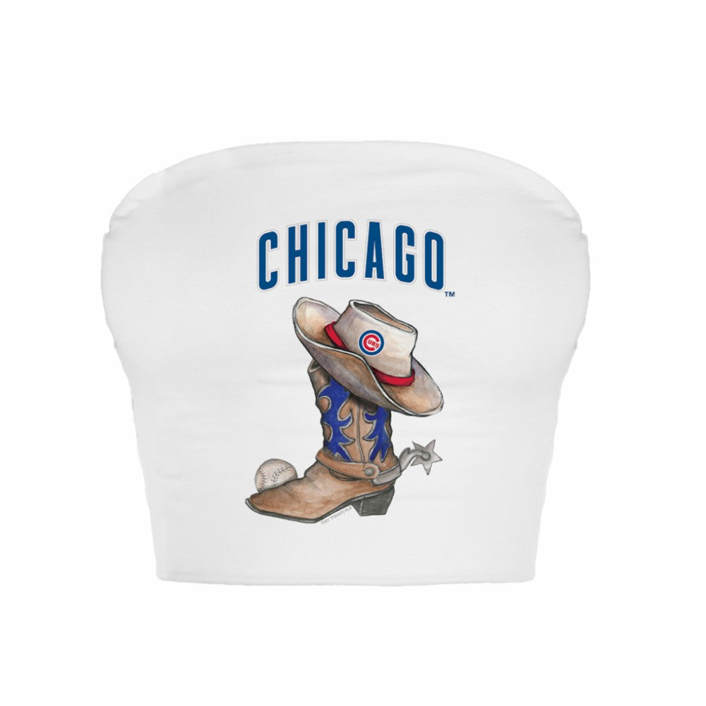 Chicago Cubs Tiny Turnip Women's Cowboy Boot Crop Tube Top - MLB Tops