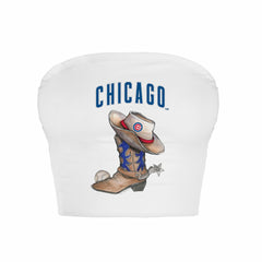 Chicago Cubs Tiny Turnip Women's Cowboy Boot Crop Tube Top - MLB Tops