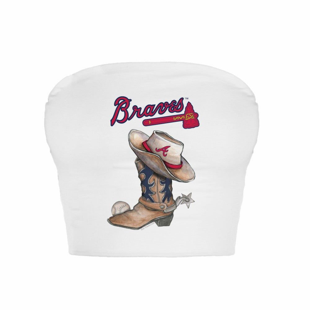Atlanta Braves Tiny Turnip Women's Cowboy Boot Crop Tube Top - MLB Tops