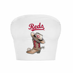Cincinnati Reds Tiny Turnip Women's Cowboy Boot Crop Tube Top - MLB Tops