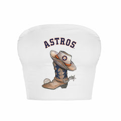 Houston Astros Tiny Turnip Women's Cowboy Boot Crop Tube Top - MLB Tops