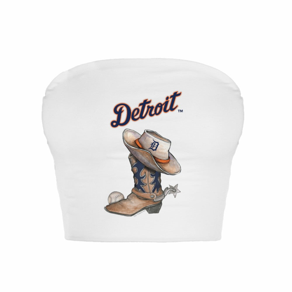 Detroit Tigers Tiny Turnip Women's Cowboy Boot Crop Tube Top - MLB Tops