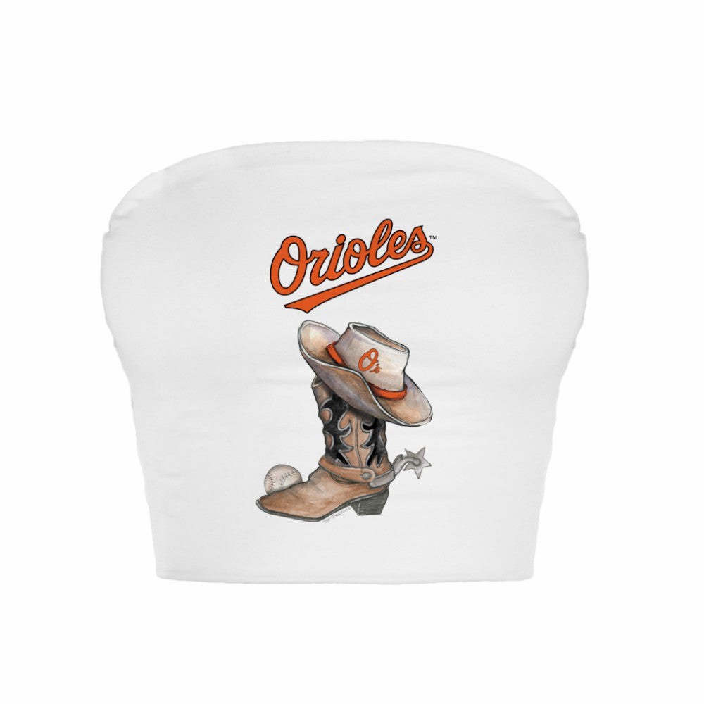 Baltimore Orioles Tiny Turnip Women's Cowboy Boot Crop Tube Top - MLB Tops
