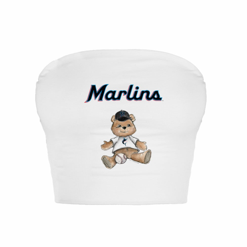 Miami Marlins Tiny Turnip Women's Teddy Bear Crop Tube Top - MLB Tops