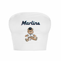 Miami Marlins Tiny Turnip Women's Teddy Bear Crop Tube Top - MLB Tops