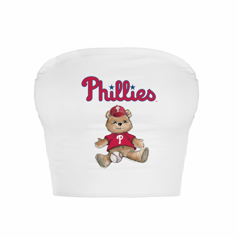 Philadelphia Phillies Tiny Turnip Women's Teddy Bear Crop Tube Top - MLB Tops