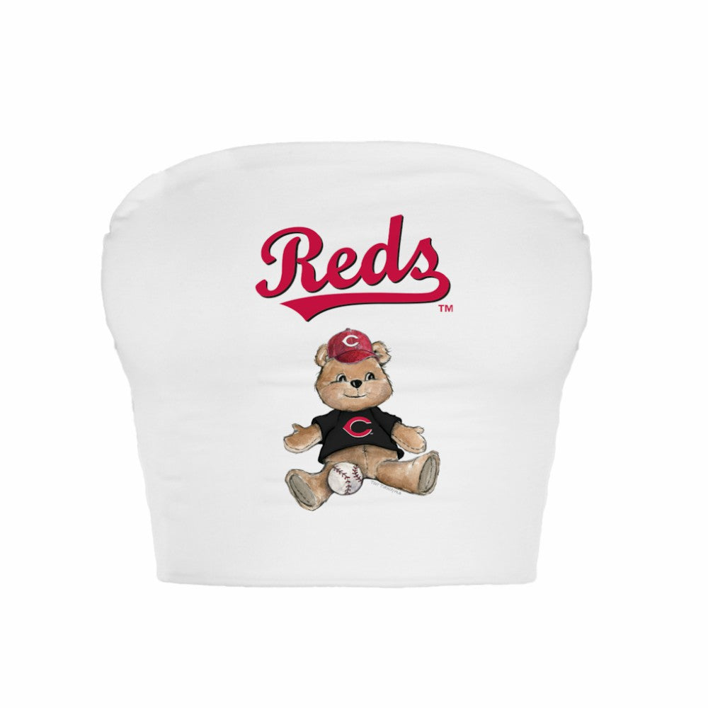 Cincinnati Reds Tiny Turnip Women's Teddy Bear Crop Tube Top - MLB Tops