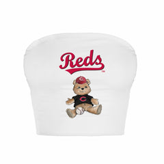 Cincinnati Reds Tiny Turnip Women's Teddy Bear Crop Tube Top - MLB Tops