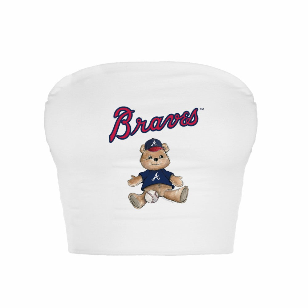 Atlanta Braves Tiny Turnip Women's Teddy Bear Crop Tube Top - MLB Tops